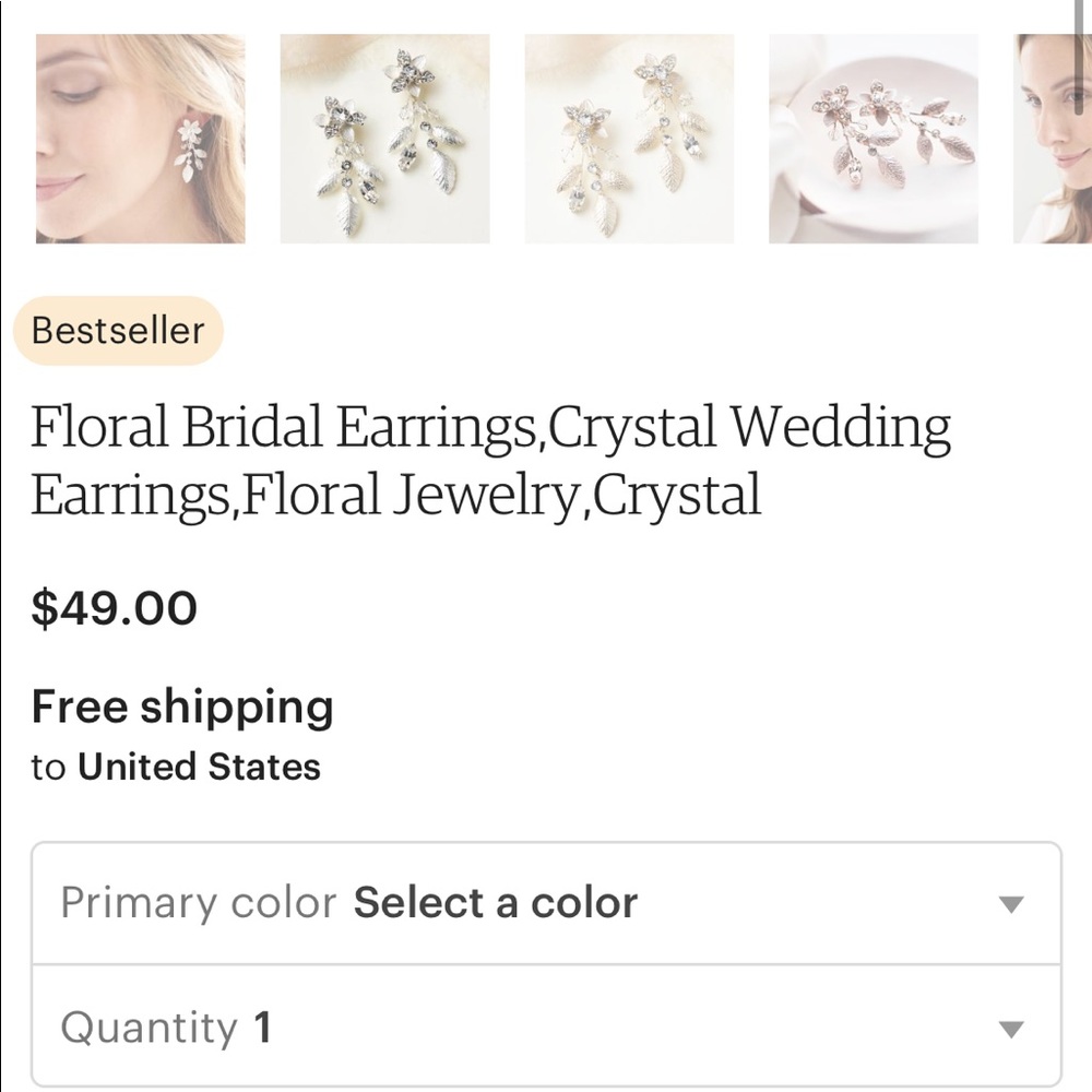 Floral Bridal Earrings. Never worn